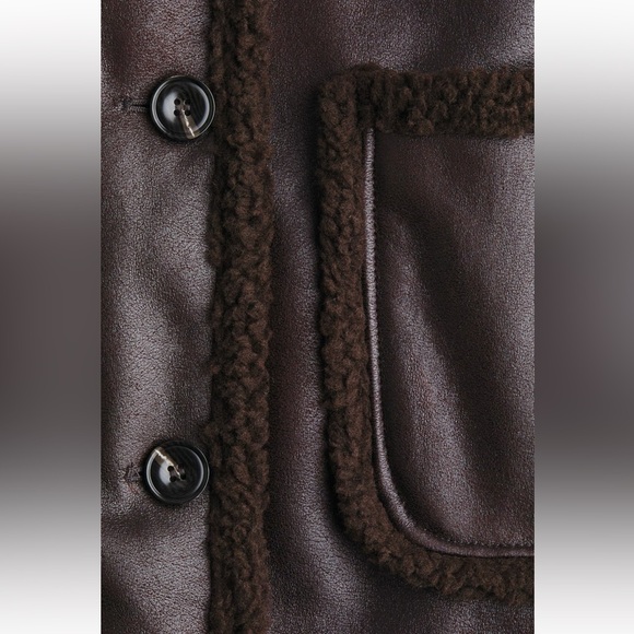 Women's Brown Shearling Coat - Picture 7 of 11